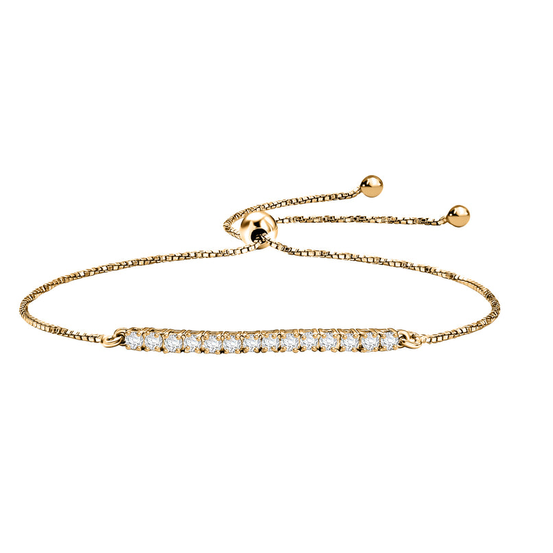 Luxuriant - Lab Grown Diamond (SI/G-H) Adjustable Bracelet (Size - 10.5) in 18K Vermeil Yellow Gold Plated Sterling Silver 0.50 Ct._8375722