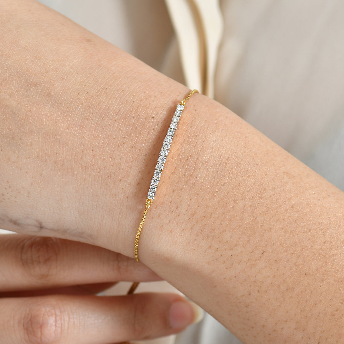 LUXURIANT 0.5 Ct. Lab Grown Diamond Line Bracelet in 18K Vermeil Yellow Gold Plated Sterling Silver (SI-GH) 8375722 3