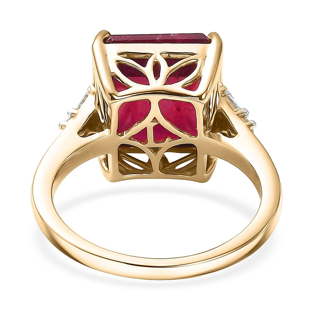 Luxuriant 10K Yellow Gold AAA Niassa Ruby, Lab Grown Diamond GH, SI Main Stone With Side Stone Ring, Gold Wt.3.42 Gms  9.500  Ct._8376189_4