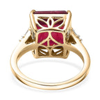 Luxuriant 10K Yellow Gold AAA Niassa Ruby, Lab Grown Diamond GH, SI Main Stone With Side Stone Ring, Gold Wt.3.42 Gms  9.500  Ct._8376189_4