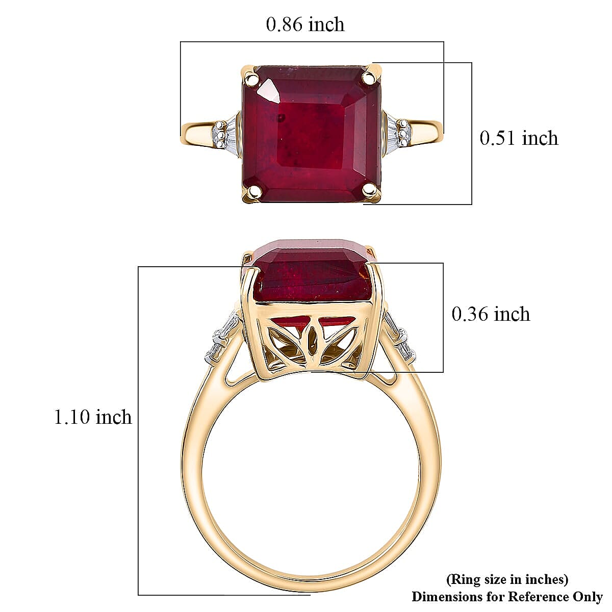 Luxuriant 10K Yellow Gold AAA Niassa Ruby, Lab Grown Diamond GH, SI Main Stone With Side Stone Ring, Gold Wt.3.42 Gms  9.500  Ct. 8376189 5