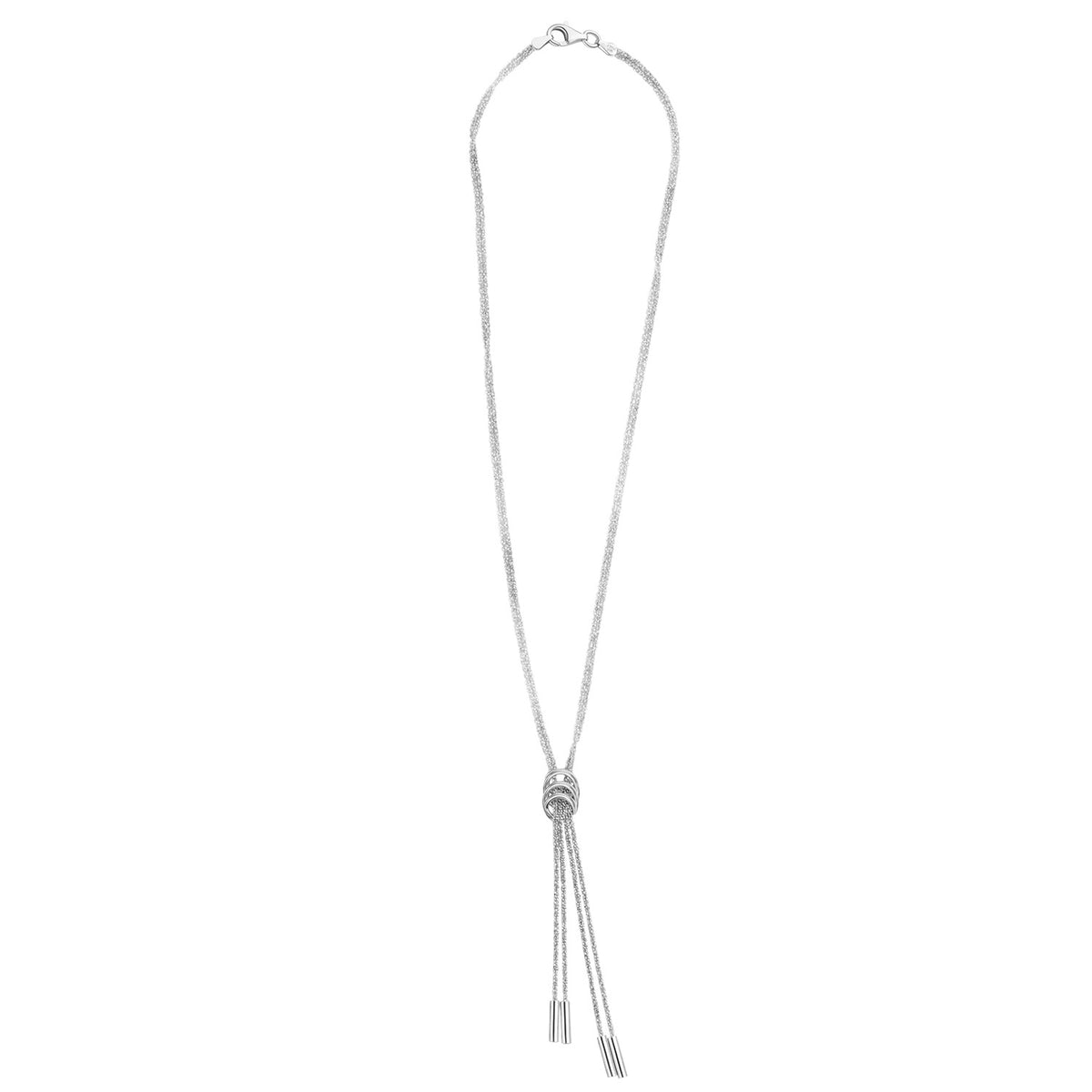 Rhodium Overlay Sterling Silver Criss &amp; Rings Chain (Size 17) 8376265 3