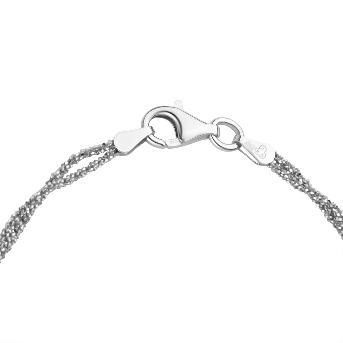 Rhodium Overlay Sterling Silver Criss &amp; Rings Chain (Size 17) 8376265 4