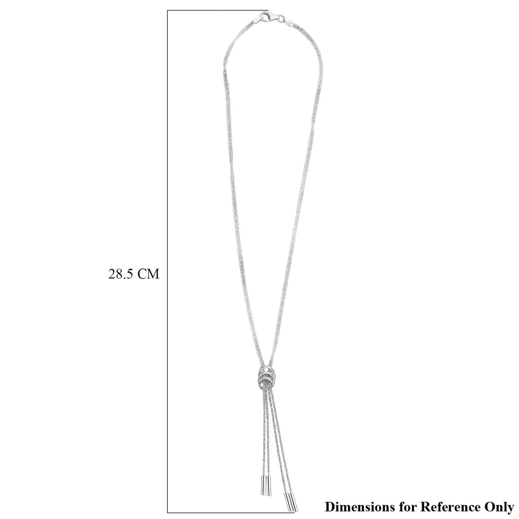 Rhodium Overlay Sterling Silver Criss & Rings Chain (Size 17)_8376265_5