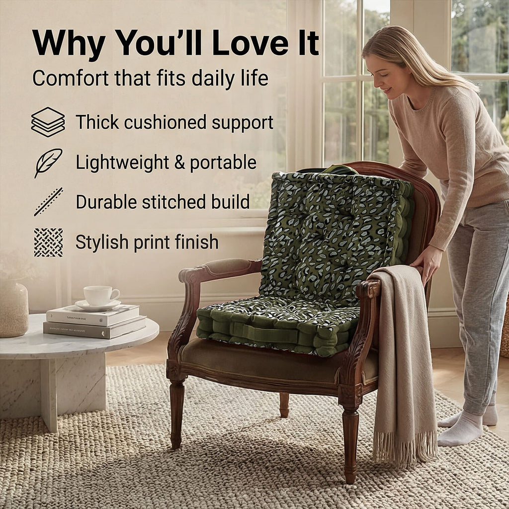Bliss & Beyond Cotton Printed Cushion Cover (Size 40x8 cm) - Green