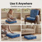 Bliss & Beyond Cotton Printed Cushion Cover (Size 40x8 cm) - Blue