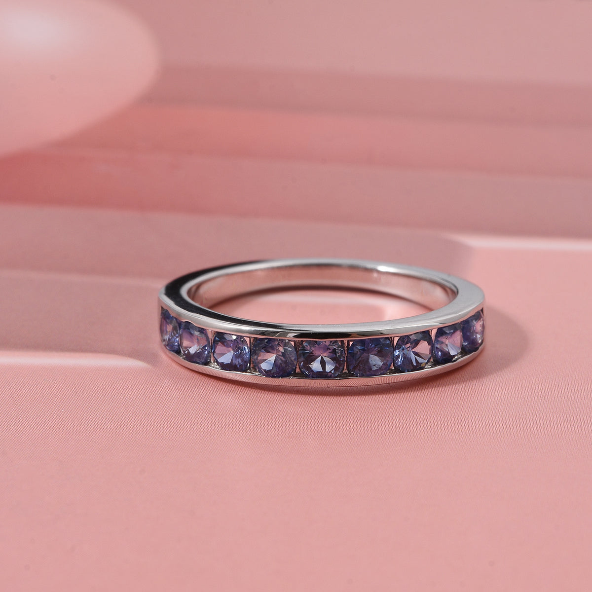 D'Joy Ceylon Sapphire Ring in Rhodium Overlay Sterling Silver 1.35 Ct. 8376926 1