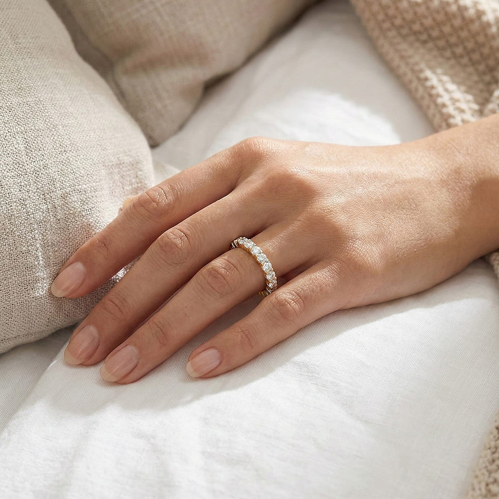 Royal Bali Collection - D'Joy Moissanite Band Ring in 18K Vermeil Yellow Gold Plated Sterling Silver 0.80 Ct._8376946_3