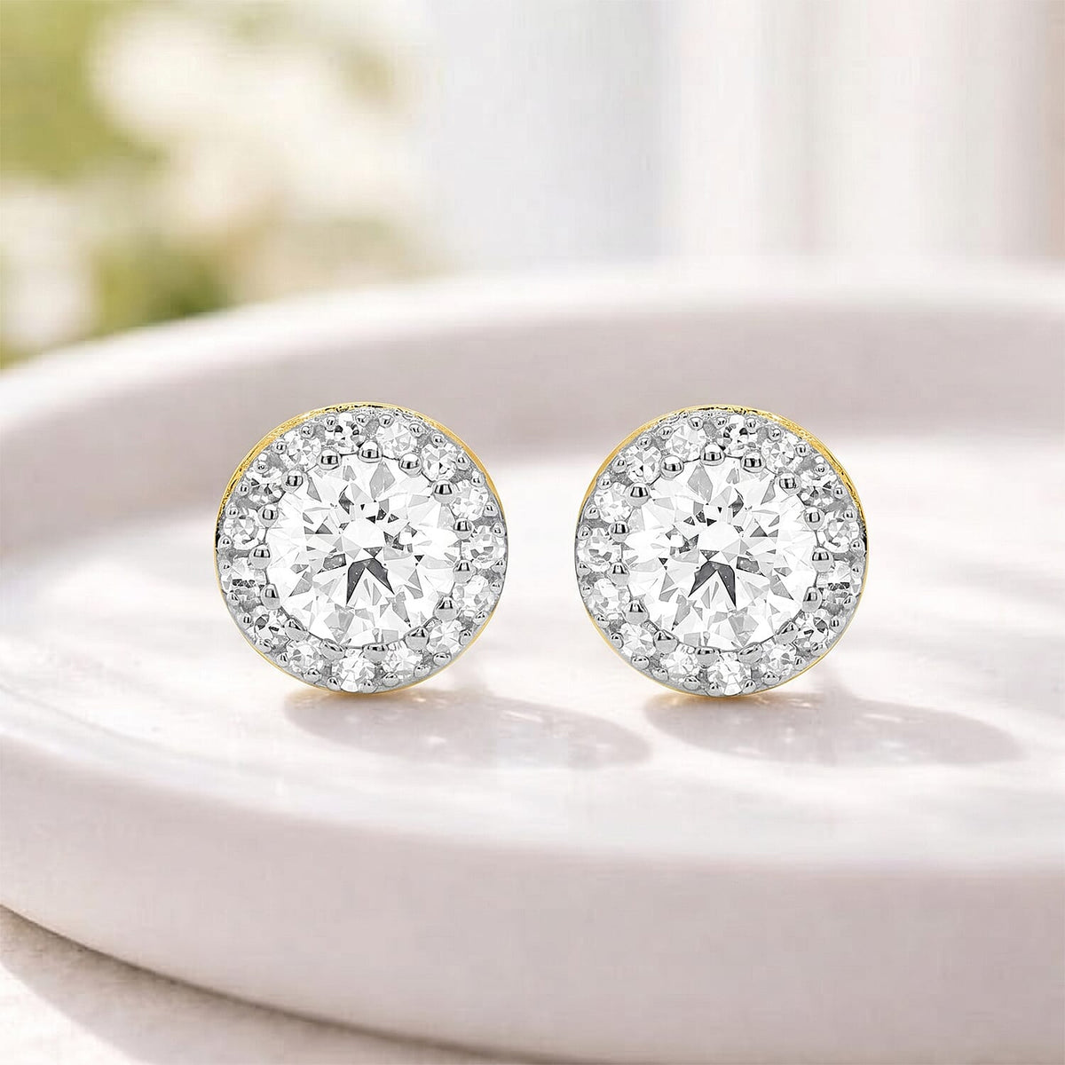 2 Ct. Lab Grown Diamond VS G-H Halo Earring with Push Back in 14K Yellow Gold 8377002 4