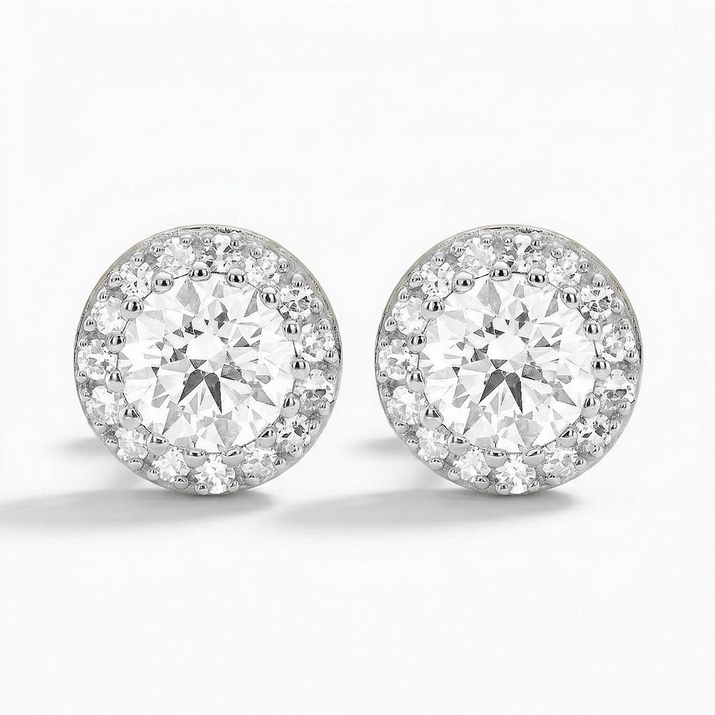 NY Close Out 14K White Gold Lab Grown Diamond (VS-GH) Earring with Push Back 2.00 Ct, Gold Wt. 3.60 Gms.