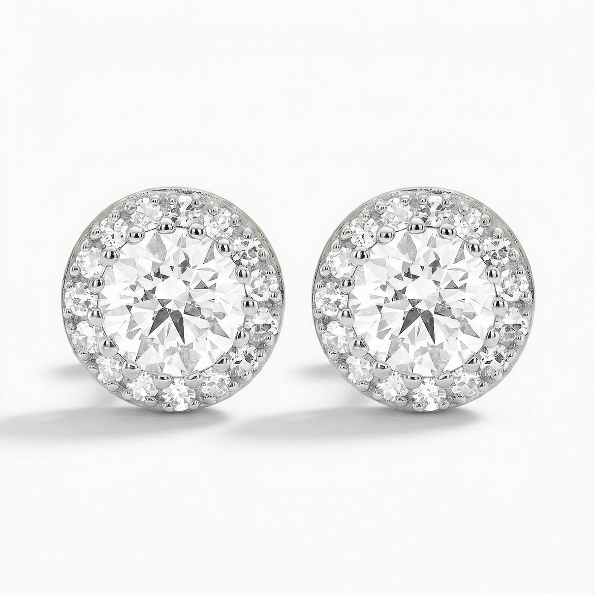 LUXURIANT 2 Ct. Lab Grown Diamond Halo Earring with Push Back in 14K White Gold (SI-GH) 8377006 0