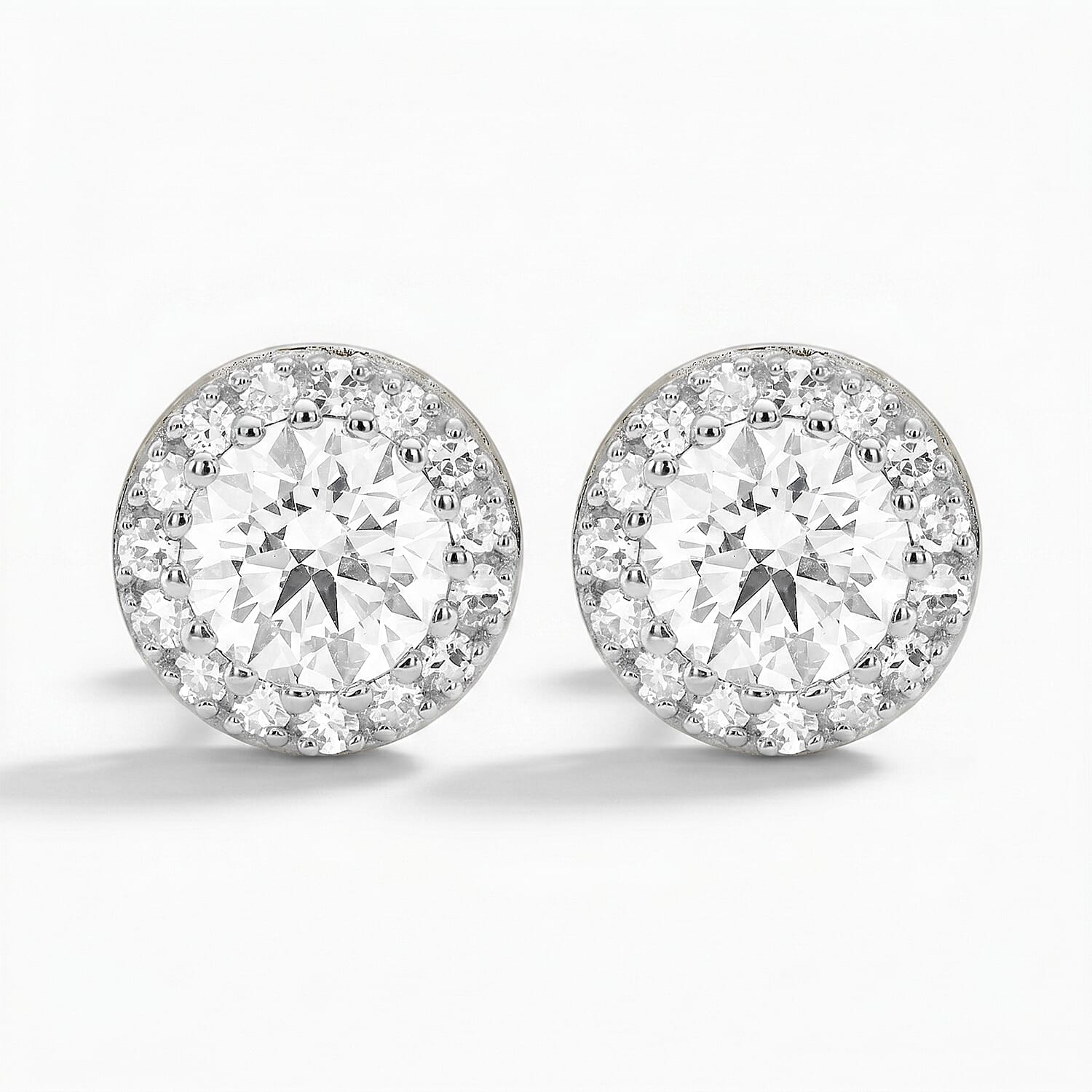 LUXURIANT 2 Ct. Lab Grown Diamond Halo Earring with Push Back in 14K White Gold (SI-GH) 8377006 0