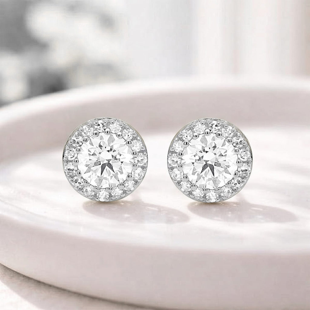 NY Close Out 14K White Gold Lab Grown Diamond (VS-GH) Earring with Push Back 2.00 Ct, Gold Wt. 3.60 Gms.