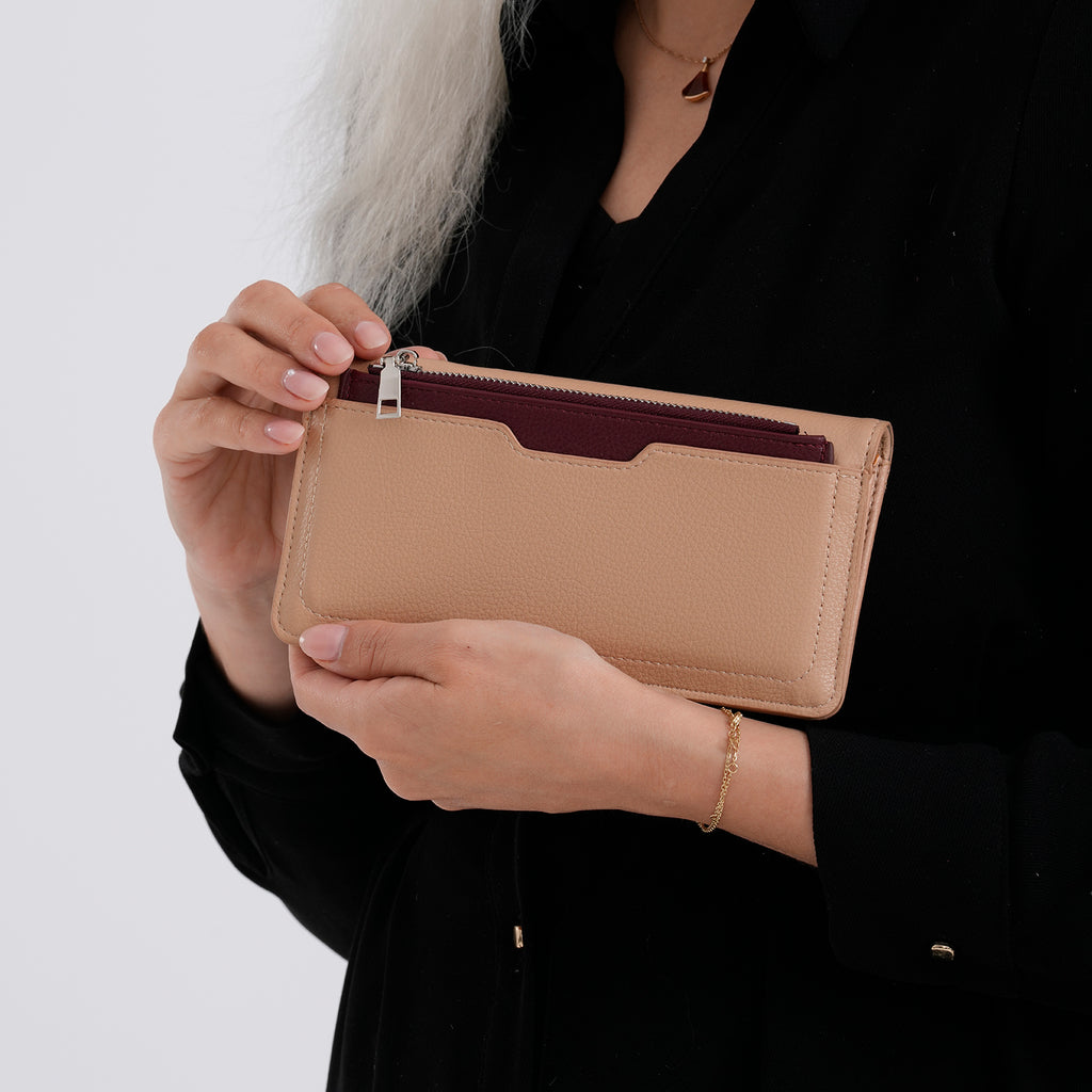 La Marey - Set of 2 RFID Blocking Wallet & Card Holder - Khaki & Burgundy_8377008_3