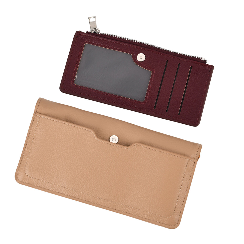 La Marey - Set of 2 RFID Blocking Wallet & Card Holder - Khaki & Burgundy_8377008_6