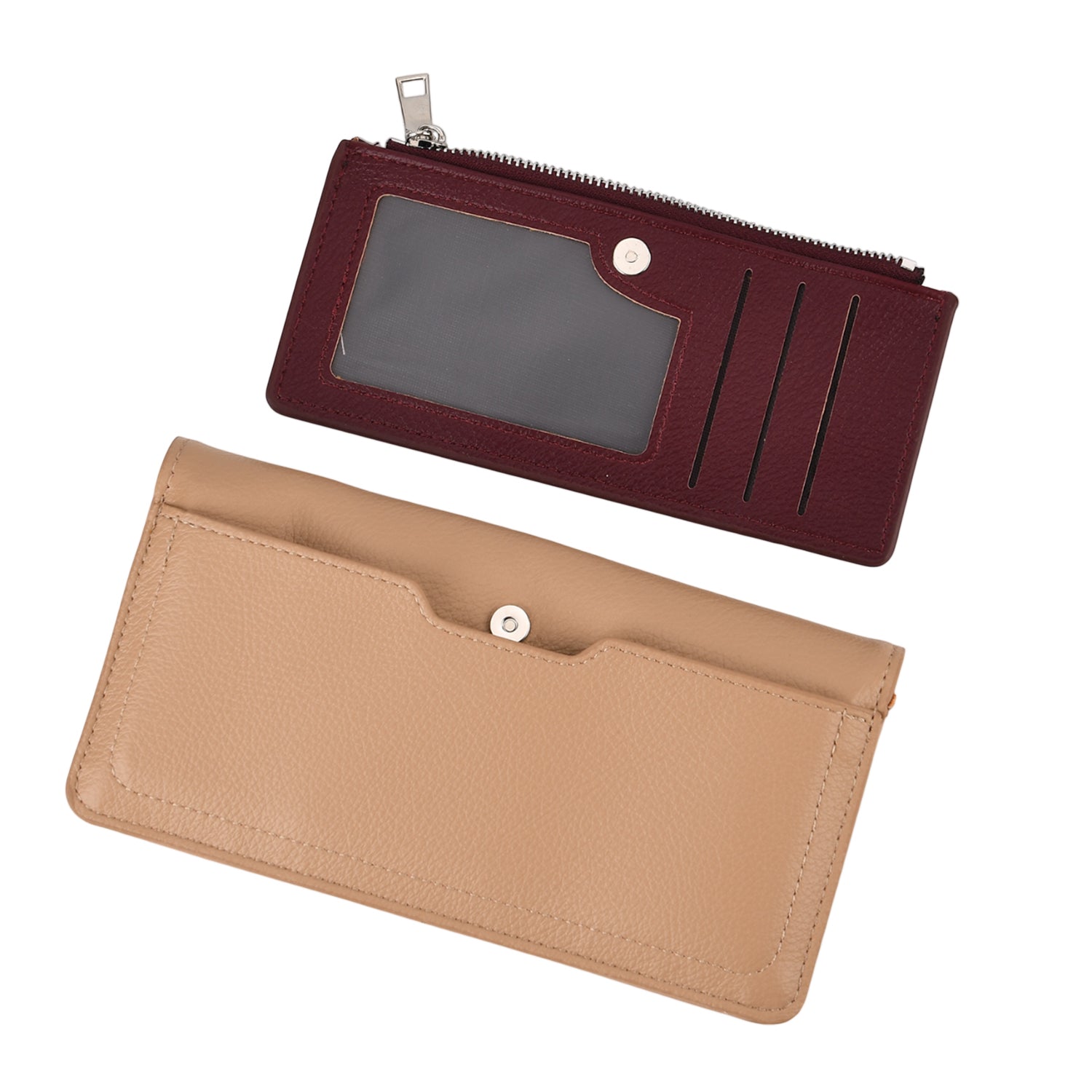La Marey - Set of 2 RFID Blocking Wallet &amp; Card Holder - Khaki &amp; Burgundy 8377008 6