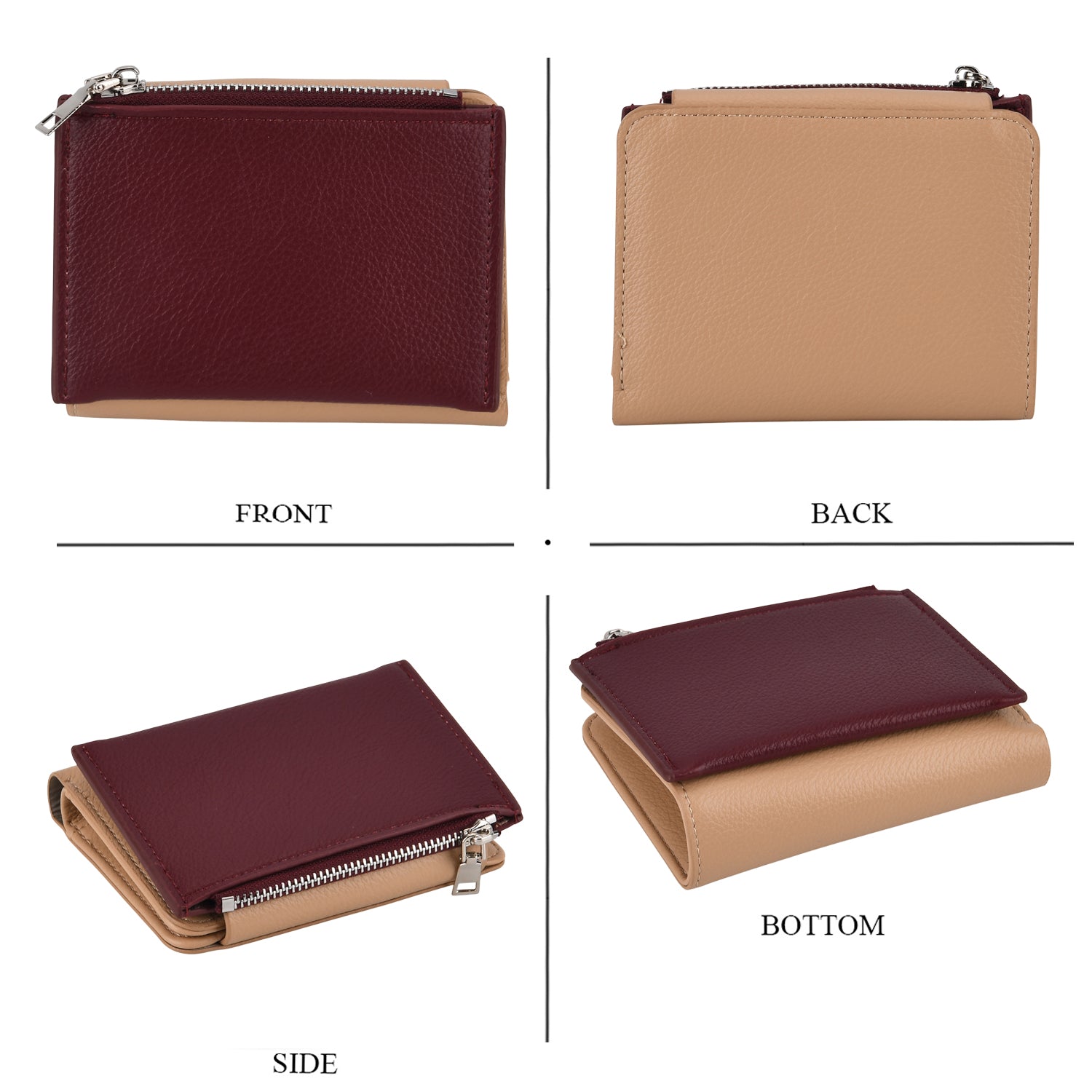 La Marey - Set of 2 RFID Blocking Wallet &amp; Card Holder - Khaki &amp; Burgundy 8377008 7