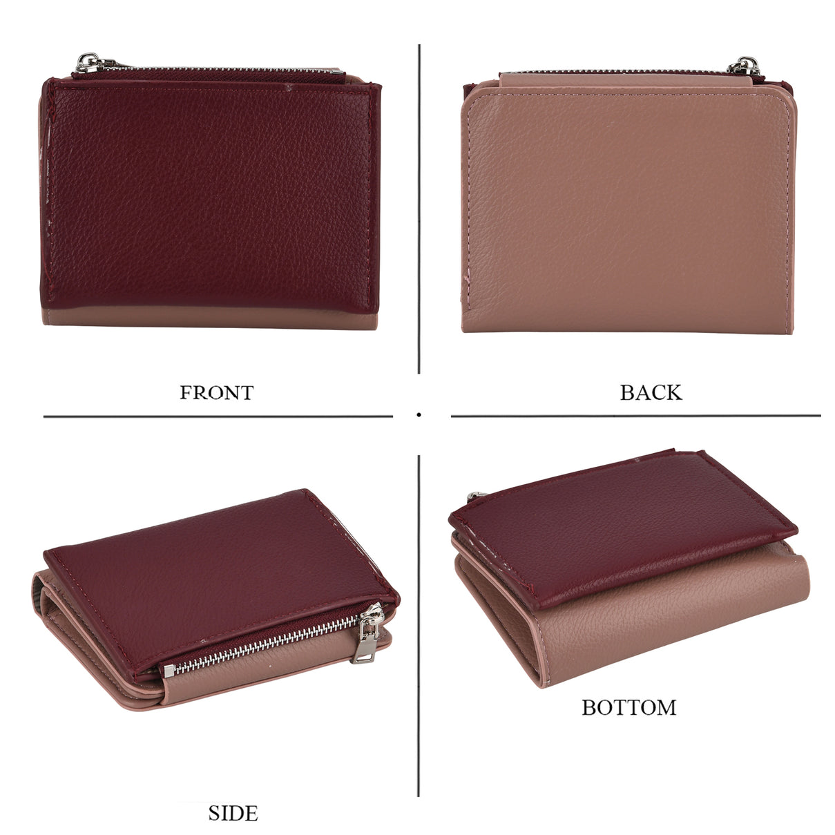 La Marey - Set of 2 RFID Blocking Wallet &amp; Card Holder - Mauve &amp; Burgundy 8377011 7
