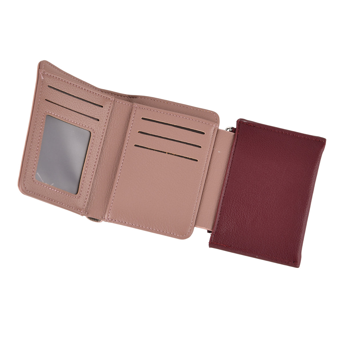 La Marey - Set of 2 RFID Blocking Wallet &amp; Card Holder - Mauve &amp; Burgundy 8377011 9