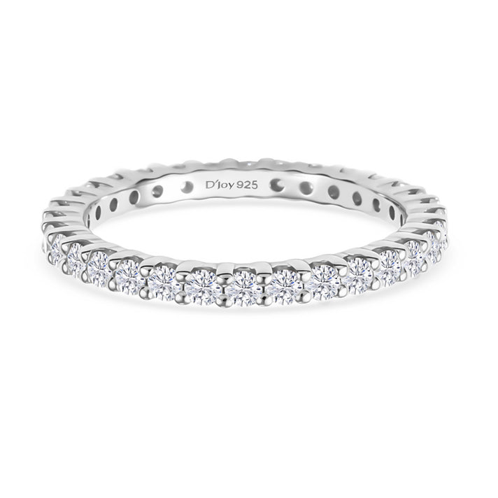 D'Joy Moissanite Band Ring in Rhodium Overlay Sterling Silver 1.16 Ct. 8377013 1