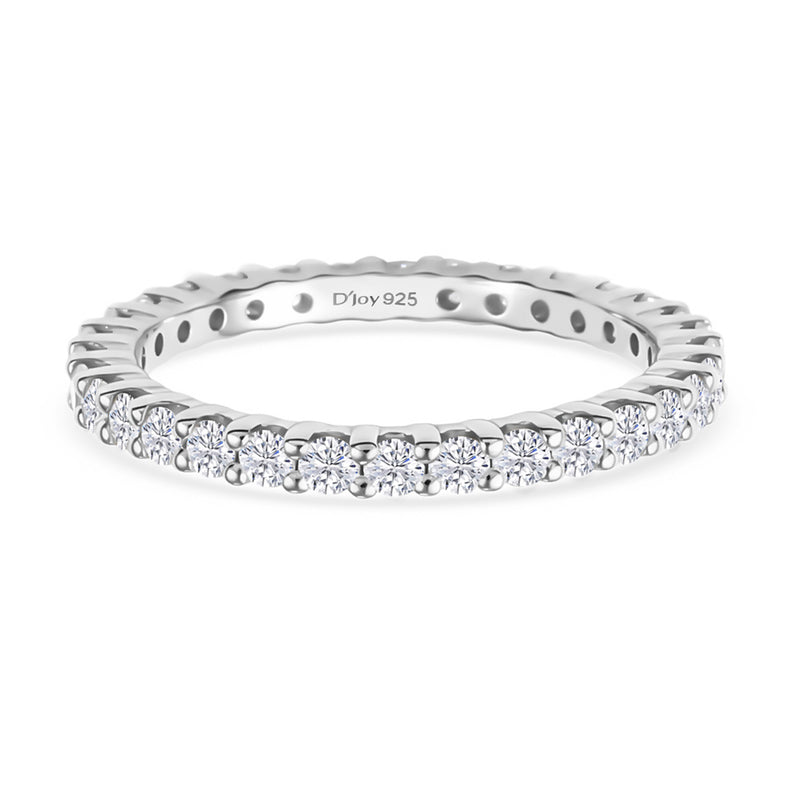 D'Joy - Moissanite Full-Eternity Band Ring in Rhodium Overlay Sterling Silver_8377013