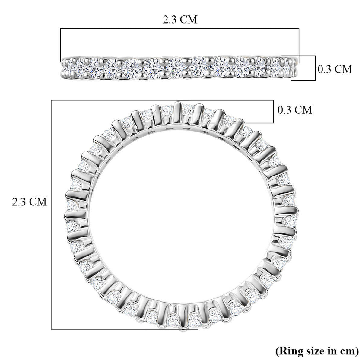 D'Joy Moissanite Band Ring in Rhodium Overlay Sterling Silver 1.16 Ct. 8377013 6