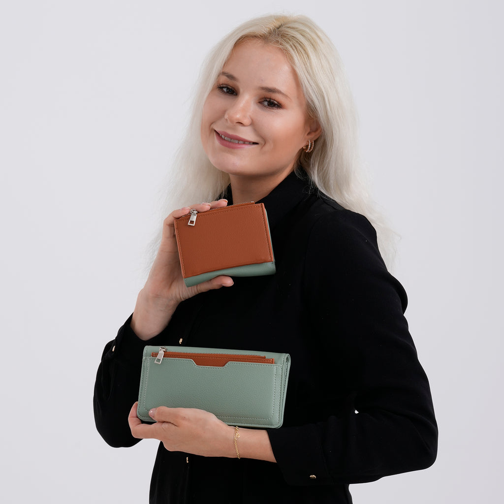 La Marey - Set of 2 RFID Blocking Wallet & Card Holder - Green & Tan_8377064_2