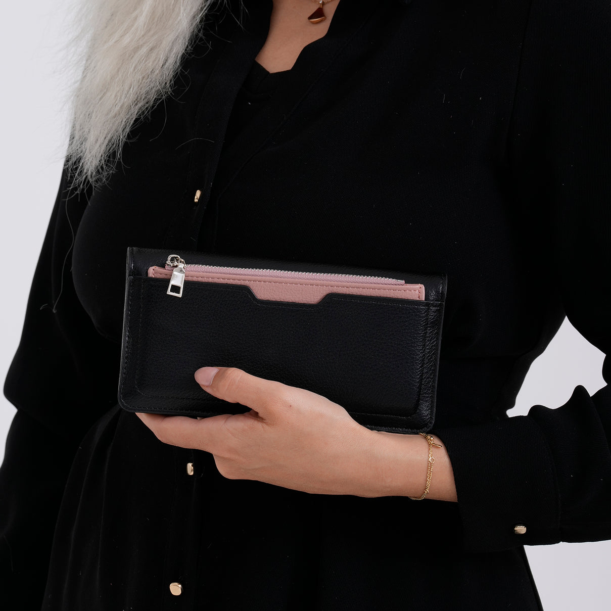 La Marey - Set of 2 RFID Blocking Wallet &amp; Card Holder - Black &amp; Pink 8377065 3
