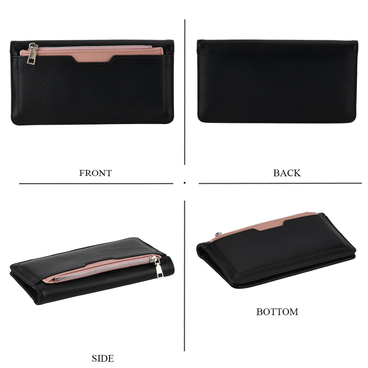 La Marey - Set of 2 RFID Blocking Wallet &amp; Card Holder - Black &amp; Pink 8377065 4