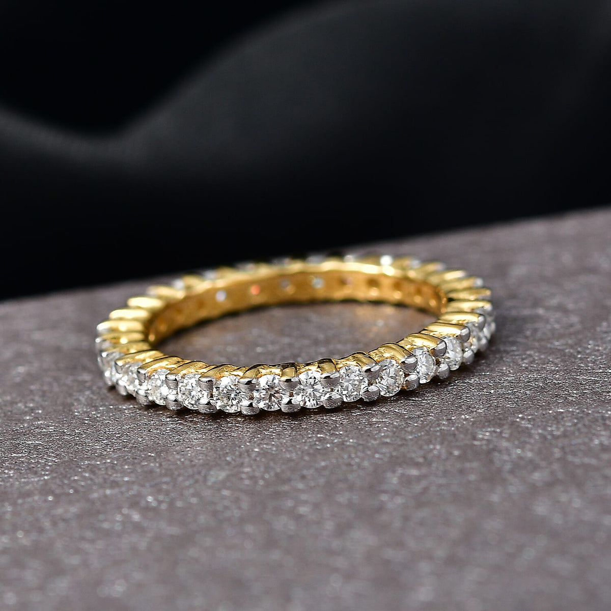 D'Joy Moissanite Band Ring in 18K Vermeil Yellow Gold Plated Sterling Silver 8377083 2
