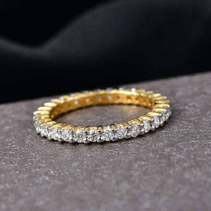 D'Joy Moissanite Band Ring in 18K Vermeil Yellow Gold Plated Sterling Silver 8377083 2