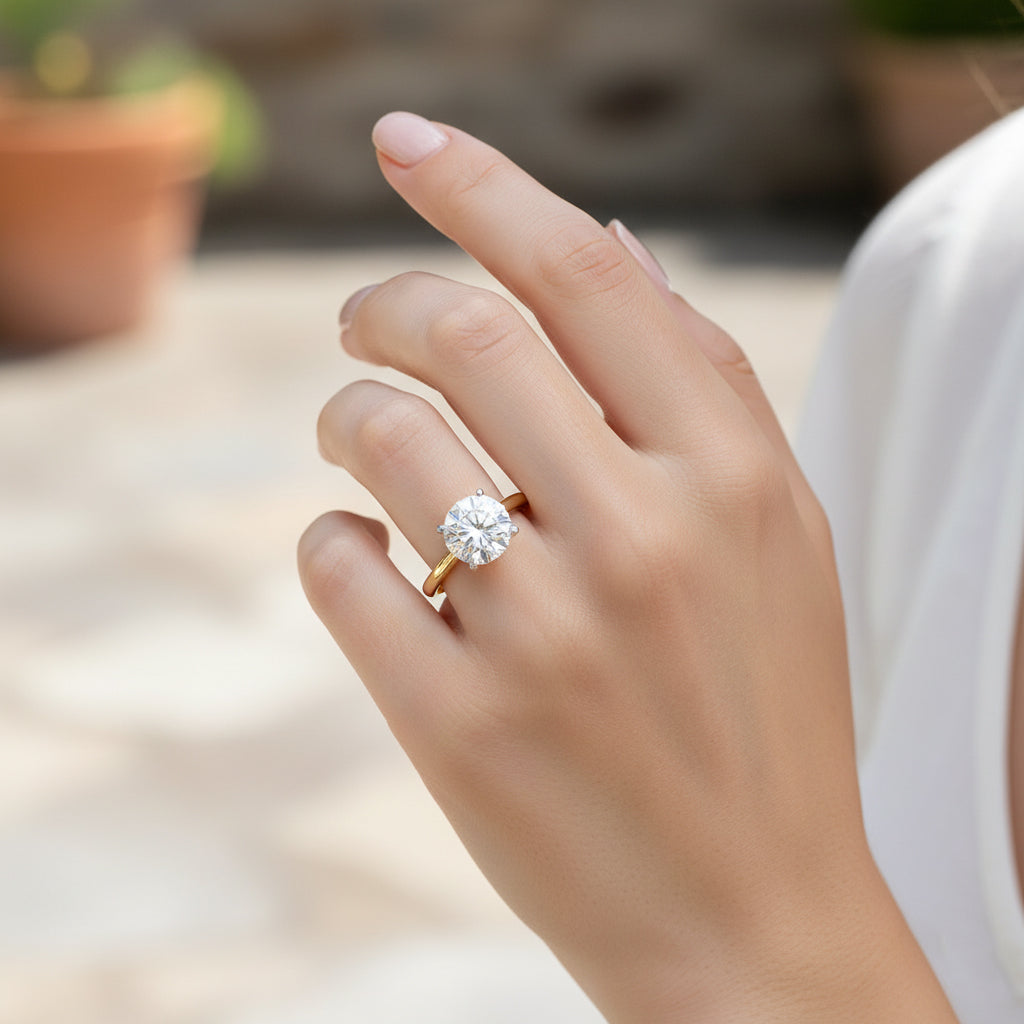 9K Yellow Gold Lab Grown Diamond (I1-I2/GH) Solitaire Ring 2.00 Ct._8377373_2
