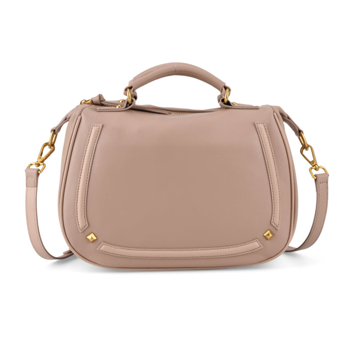 La Marey Signature Genuine Italian Leather Luxury Structured Top-Handle Handbag - Burgundy 8377437 1