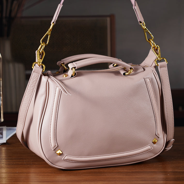 La Marey Signature Genuine Italian Leather Luxury Structured Top-Handle Handbag - Burgundy 8377437 2