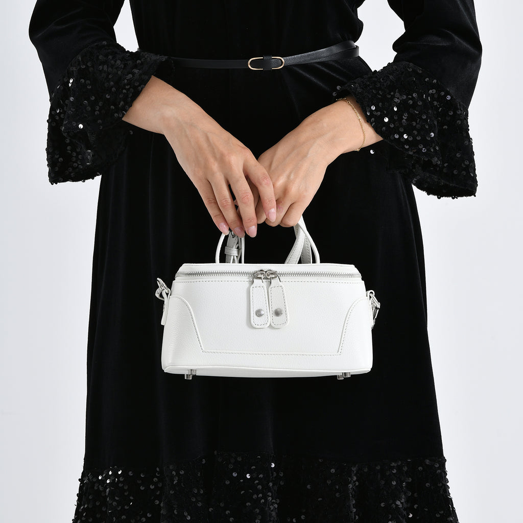 Mega Handbag Clearance Deal - Full Grain 100% Genuine Leather Handbag -White_8377461_3
