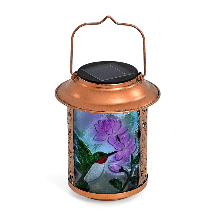 Solar Powered Bird and flower Garden Lantern (14 x 14 x 26 cm) - Multi Colour 8377527 1