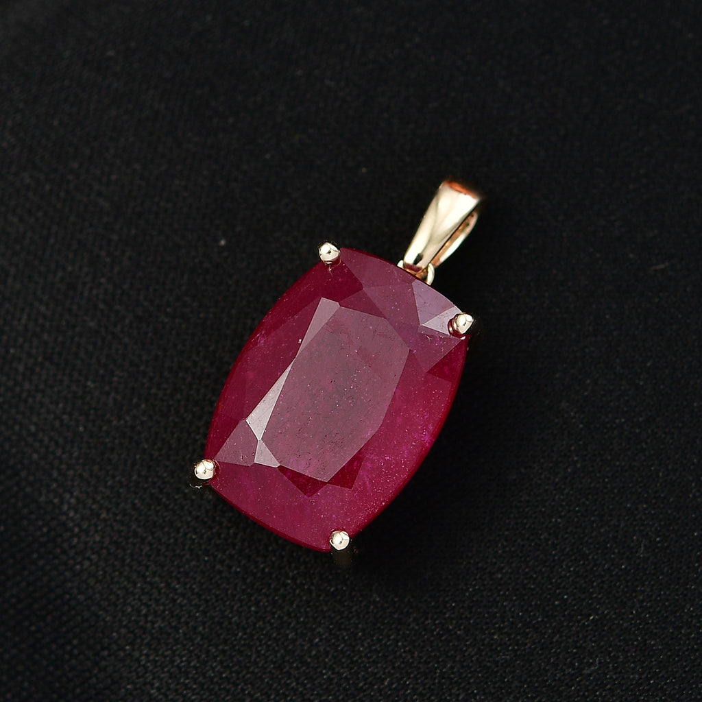 Royal Bali Collection - 9K Yellow Gold African Ruby Solitaire Pendant 22.78 Ct_8377533_1
