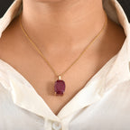 Royal Bali Collection - 9K Yellow Gold African Ruby Solitaire Pendant 22.78 Ct_8377533_2