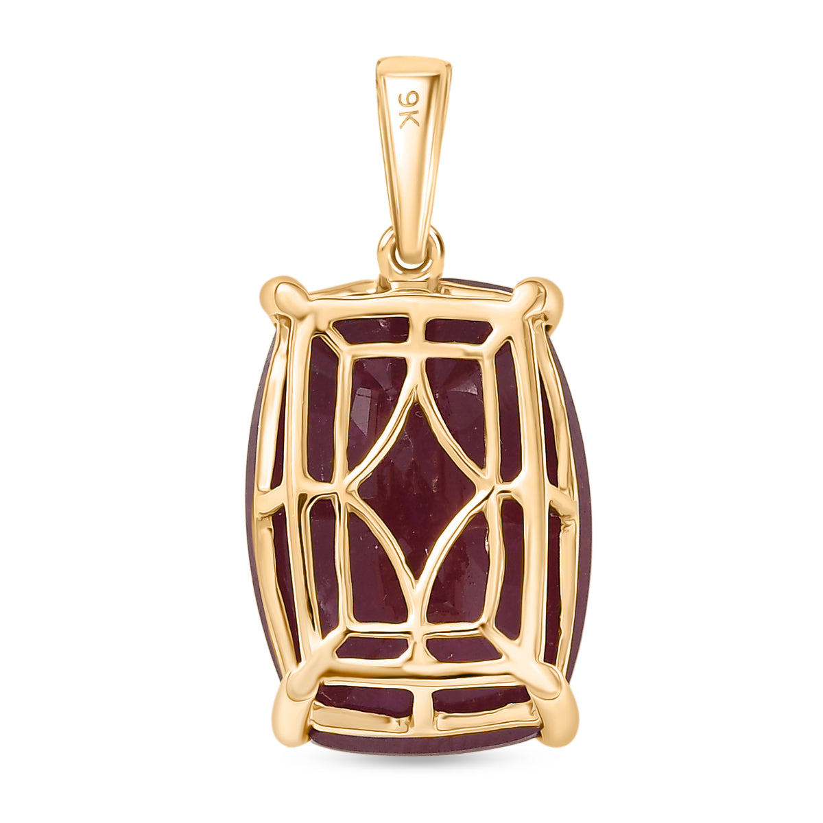 Royal Bali Collection - 9K Yellow Gold African Ruby Solitaire Pendant 22.78 Ct 8377533 5