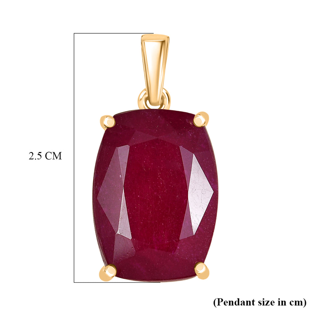Royal Bali Collection - 9K Yellow Gold African Ruby Solitaire Pendant 22.78 Ct_8377533_5