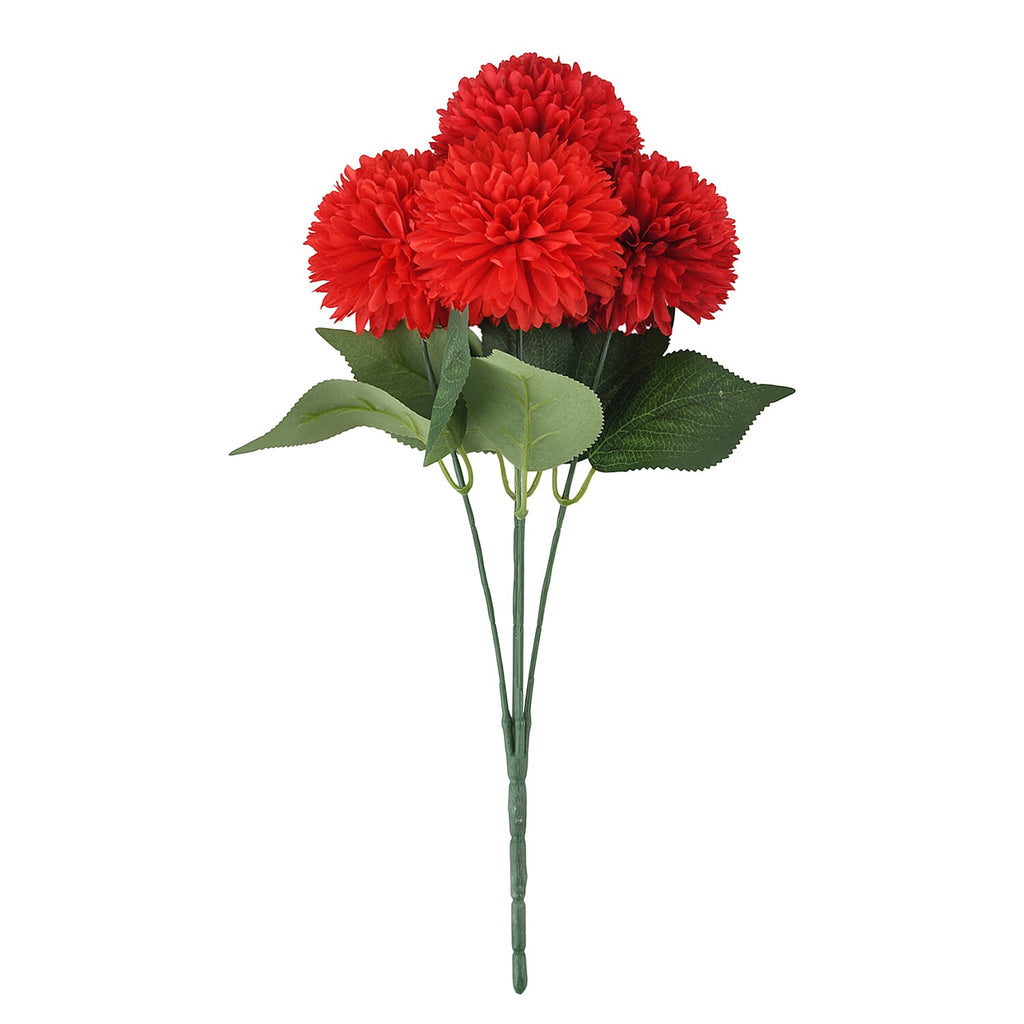 5-Heads Artificial Flower Bouquet (43cm) - Red_8377550