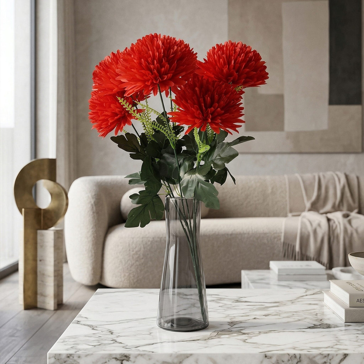 7-Heads Artificial Flower Bouquet (43cm) - Red 8377562 2