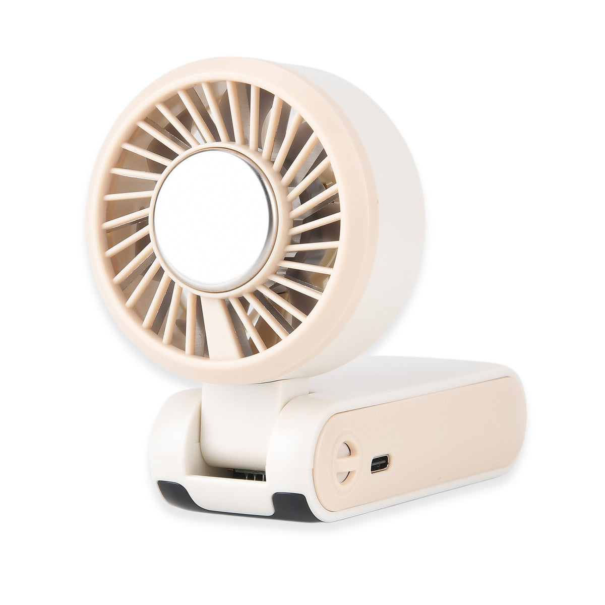 LIVMORE Portable Ice Cooling Fan - 100 Speed Rechargeable Handheld Fan with Night Light (3000mAh Battery) - Off White V32514383 5