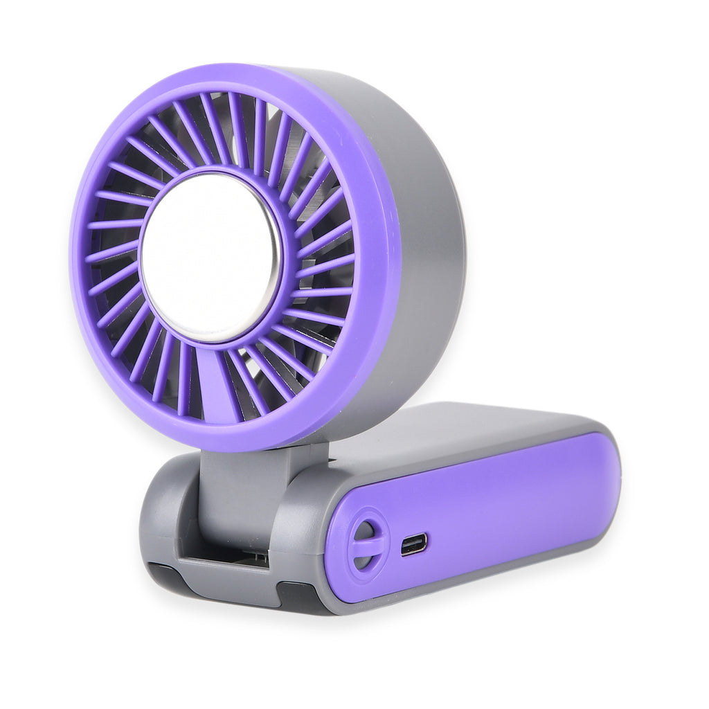 LIVMORE Portable Ice Cooling Fan - 100 Speed Rechargeable Handheld Fan with Night Light (3000mAh Battery) - Purple_8377848_4