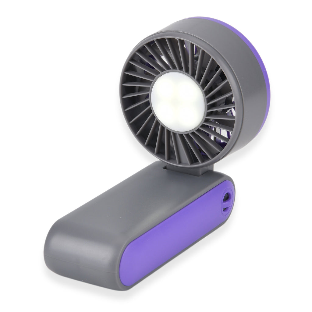LIVMORE Portable Ice Cooling Fan - 100 Speed Rechargeable Handheld Fan with Night Light (3000mAh Battery) - Purple_8377848_5
