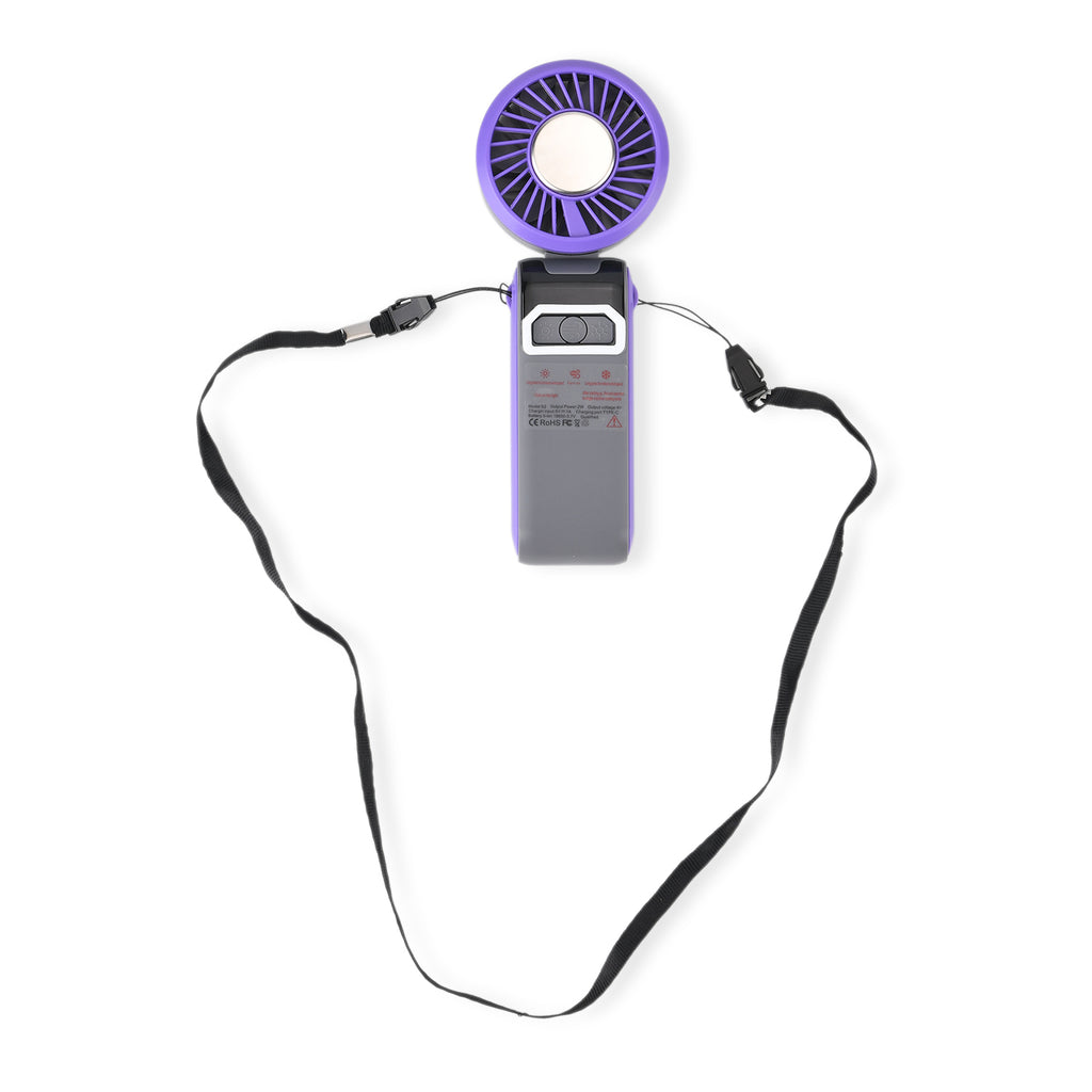 LIVMORE Portable Ice Cooling Fan - 100 Speed Rechargeable Handheld Fan with Night Light (3000mAh Battery) - Purple_8377848_6