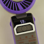 LIVMORE Portable Ice Cooling Fan - 100 Speed Rechargeable Handheld Fan with Night Light (3000mAh Battery) - Purple_8377848_8