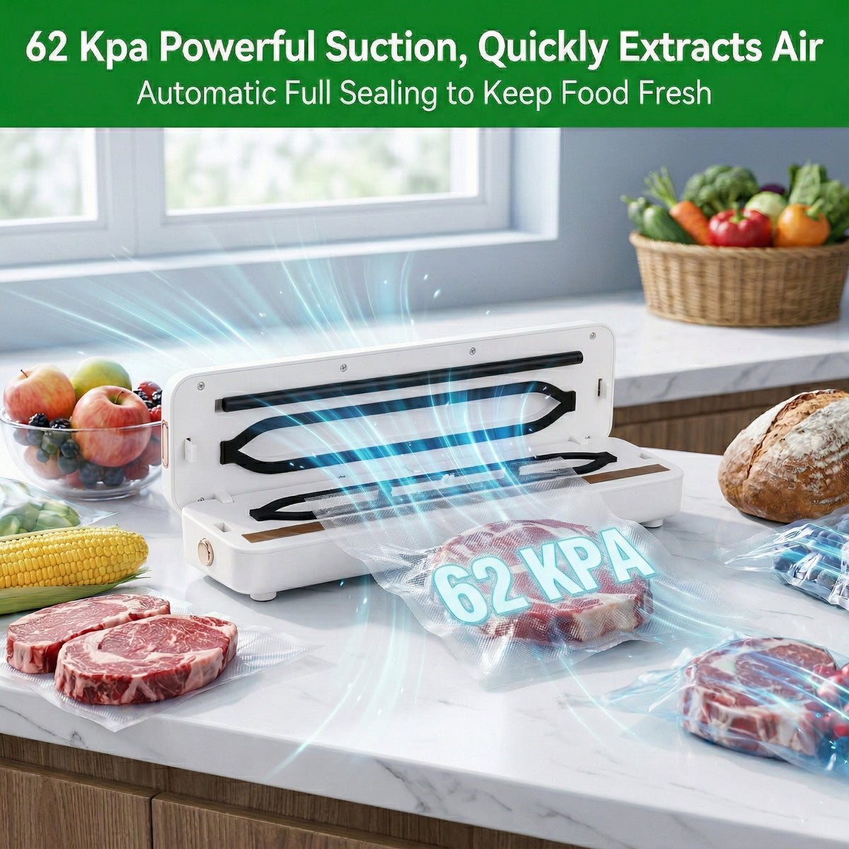Rechargeable Vacuum Sealing Machine (1500 mAh) with 10 Bags - White V32525730 3
