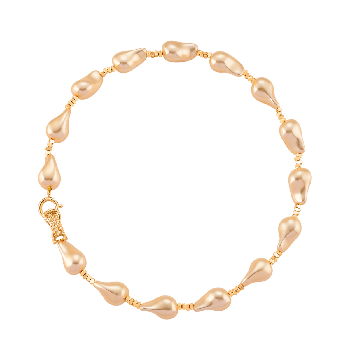 Golden Shell Pearl Beads Necklace (Size - 20) in Yellow Gold Tone V32531890 0