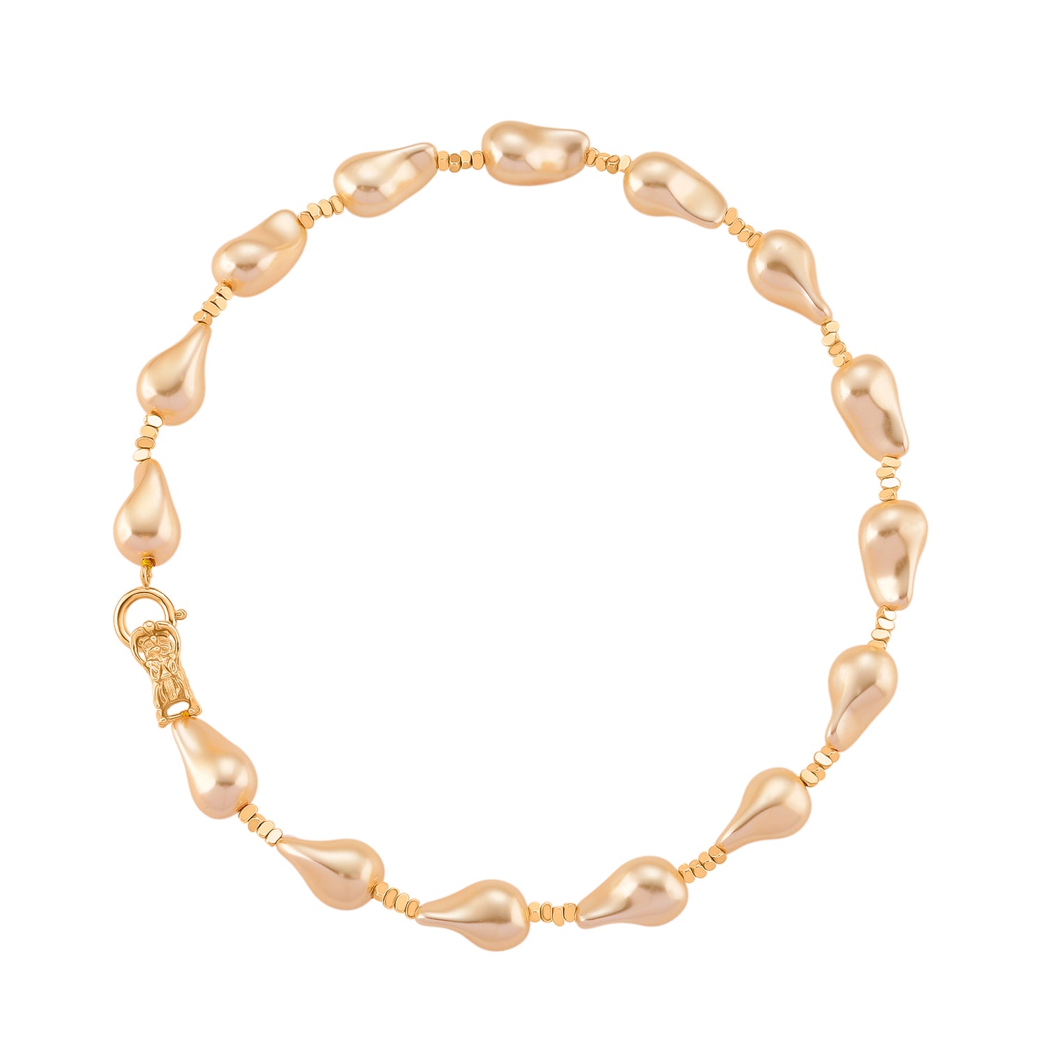 Golden Shell Pearl Beads Necklace (Size - 20) in Yellow Gold Tone V32531890 0